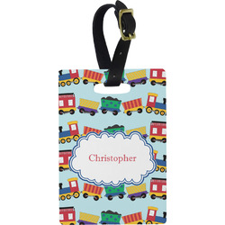 Trains Plastic Luggage Tag - Rectangular w/ Name or Text
