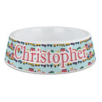 Trains Plastic Dog Bowl - Large (Personalized)