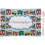 Trains Glass Rectangular Appetizer / Dessert Plate (Personalized)