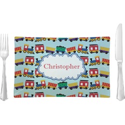 Trains Rectangular Glass Lunch / Dinner Plate - Single or Set (Personalized)