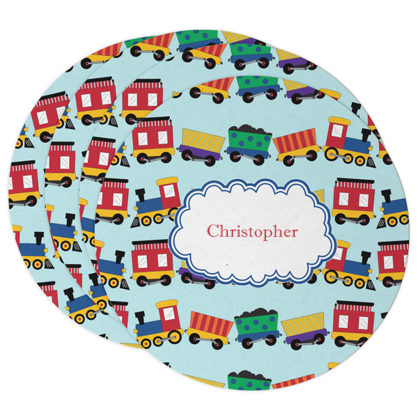 Custom Trains Round Paper Coasters w/ Name or Text