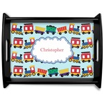 Trains Black Wooden Tray - Large (Personalized)