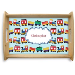 Trains Natural Wooden Tray - Small (Personalized)