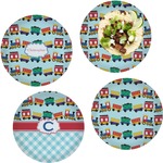 Trains Set of 4 Glass Lunch / Dinner Plate 10" (Personalized)