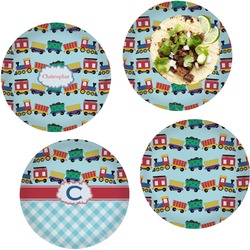 Trains Set of 4 Glass Lunch / Dinner Plate 10" (Personalized)