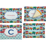 Trains Set of 4 Glass Rectangular Appetizer / Dessert Plate (Personalized)