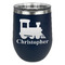 Trains Stainless Wine Tumblers - Navy - Double Sided - Front