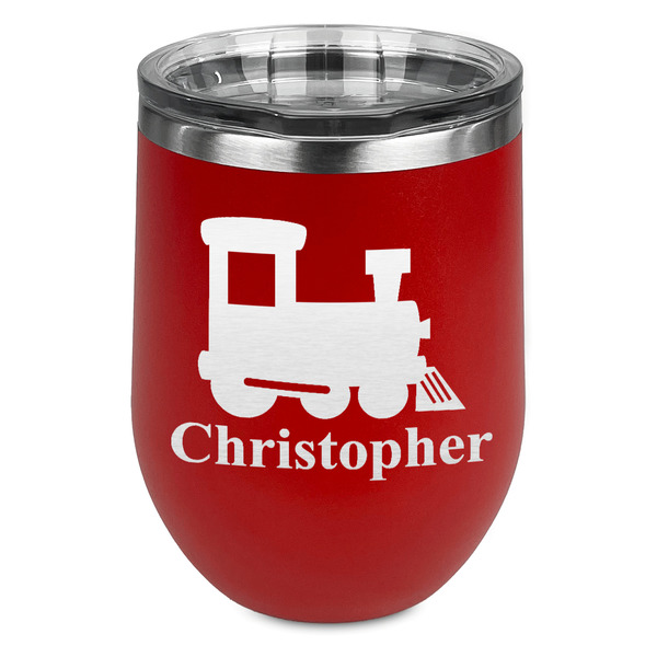 Custom Trains Stemless Stainless Steel Wine Tumbler - Red - Double Sided (Personalized)