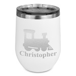 Trains Stemless Stainless Steel Wine Tumbler - White - Single Sided (Personalized)