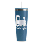 Trains RTIC Everyday Tumbler with Straw - 28oz - Steel Blue - Double-Sided (Personalized)