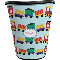 Trains Waste Basket - Double Sided (Black) (Personalized)
