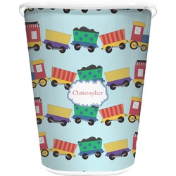 Trains Waste Basket - Double Sided (White) (Personalized)