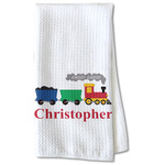 Trains Kitchen Towel - Waffle Weave - Partial Print (Personalized)