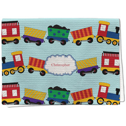 Trains Kitchen Towel - Waffle Weave - Full Color Print (Personalized)