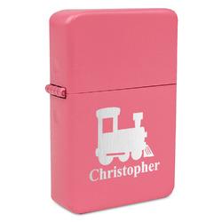 Trains Windproof Lighter - Pink - Double Sided & Lid Engraved (Personalized)