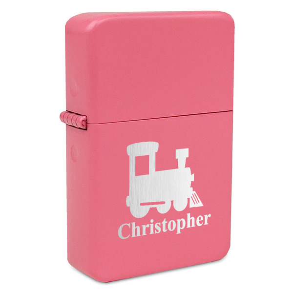 Custom Trains Windproof Lighter - Pink - Single Sided (Personalized)