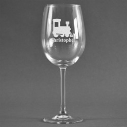 Trains Wine Glass - Engraved (Personalized)