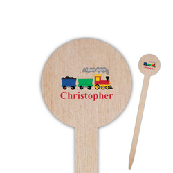 Trains 6" Round Wooden Food Picks - Double Sided (Personalized)