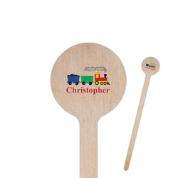 Trains 7.5" Round Wooden Stir Sticks - Single Sided (Personalized)