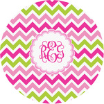 Pink & Green Chevron Multipurpose Round Labels - 1" (Personalized)