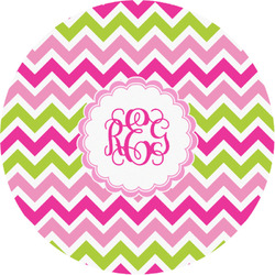 Pink & Green Chevron Multipurpose Round Labels - 1" (Personalized)