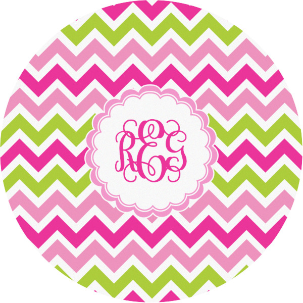 Custom Pink & Green Chevron Multipurpose Round Labels - 1" (Personalized)