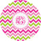 Pink & Green Chevron 1" Multipurpose Round Labels - Single Sticker