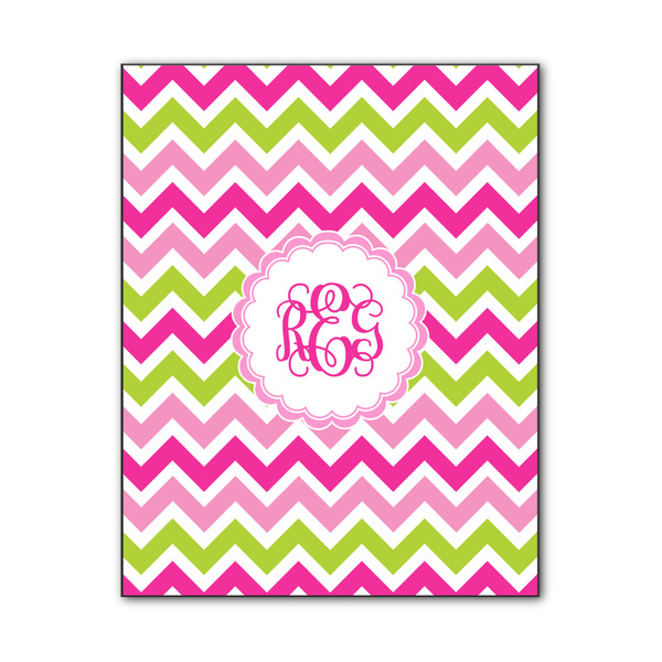 Custom Pink & Green Chevron Wood Print - 11x14 (Personalized)