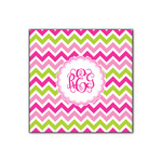 Pink & Green Chevron Wood Print - 12x12 (Personalized)