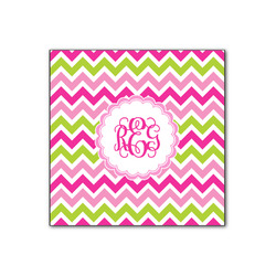 Pink & Green Chevron Wood Print - 12x12 (Personalized)