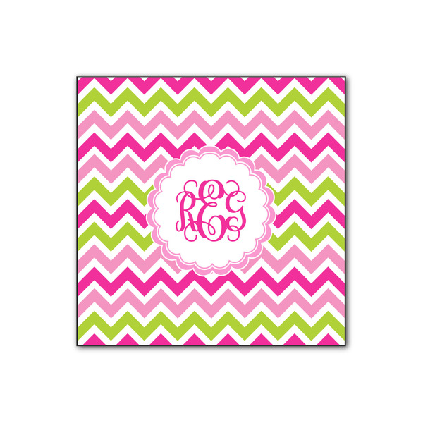 Custom Pink & Green Chevron Wood Print - 12x12 (Personalized)