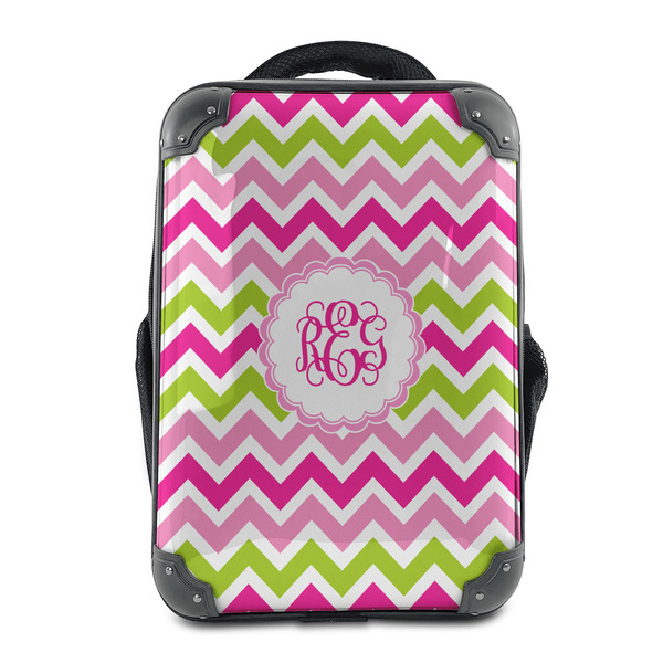 Custom Pink & Green Chevron 15" Hard Shell Backpack (Personalized)