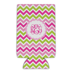 Pink & Green Chevron Can Cooler (Personalized)