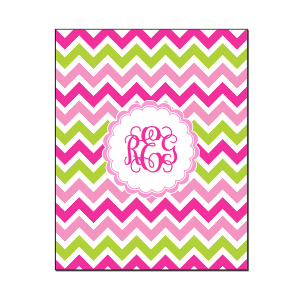 Custom Pink & Green Chevron Wood Print - 16x20 (Personalized)