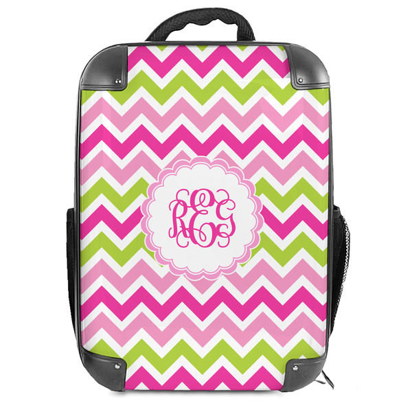 Custom Pink & Green Chevron 18" Hard Shell Backpack (Personalized)