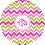 Pink & Green Chevron Multipurpose Round Labels - 2" (Personalized)