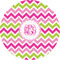 Pink & Green Chevron 2" Multipurpose Round Labels - Single Sticker