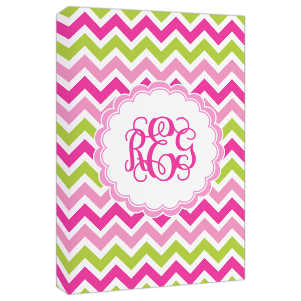 Custom Pink & Green Chevron Canvas Print - 20x30 (Personalized)