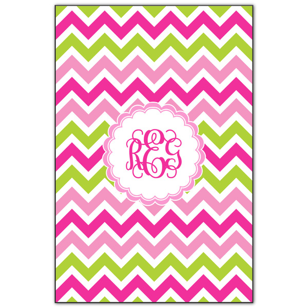 Custom Pink & Green Chevron Wood Print - 20x30 (Personalized)