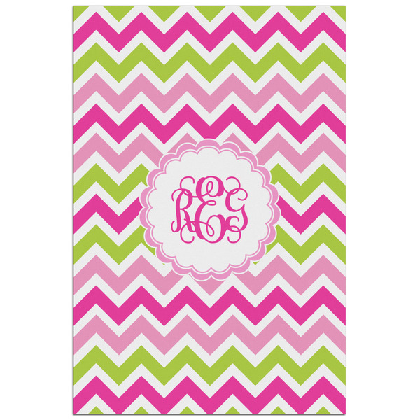 Custom Pink & Green Chevron Poster - Matte - 24x36 (Personalized)