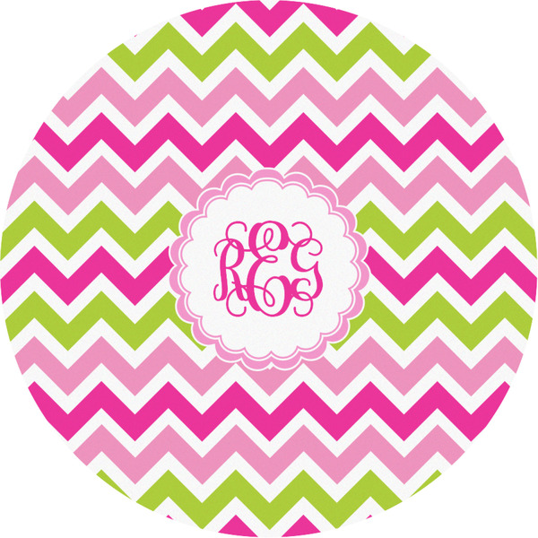 Custom Pink & Green Chevron Multipurpose Round Labels - Custom Sized (Personalized)