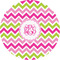 Pink & Green Chevron 3" Multipurpose Round Labels - Single Sticker