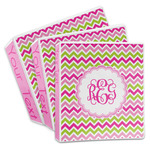 Pink & Green Chevron 3-Ring Binder (Personalized)