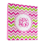 Pink & Green Chevron 3 Ring Binder - Full Wrap - 1" (Personalized)