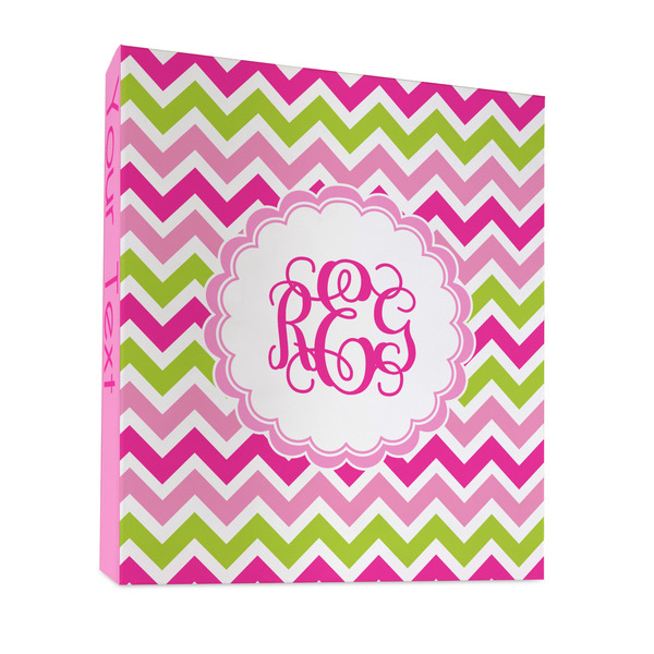 Custom Pink & Green Chevron 3 Ring Binder - Full Wrap - 1" (Personalized)