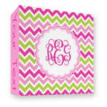 Pink & Green Chevron 3 Ring Binder - Full Wrap - 3" (Personalized)