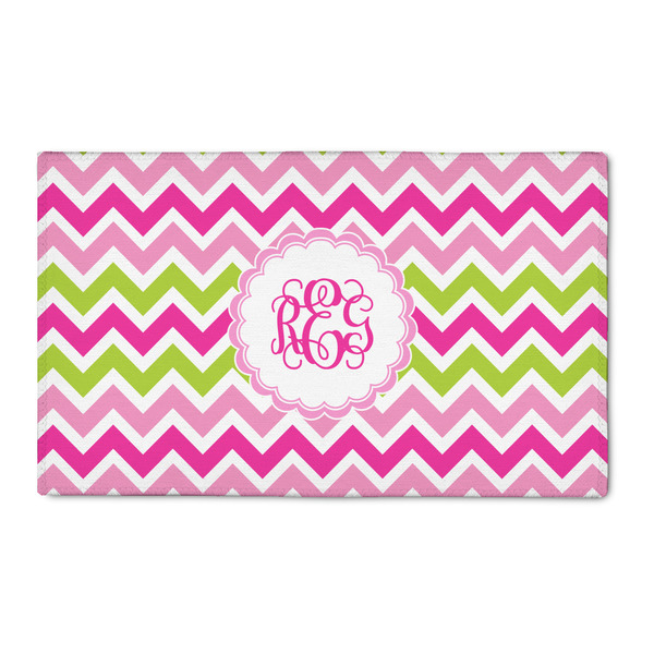 Custom Pink & Green Chevron 3' x 5' Patio Rug (Personalized)