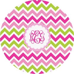 Pink & Green Chevron Multipurpose Round Labels - 5" (Personalized)