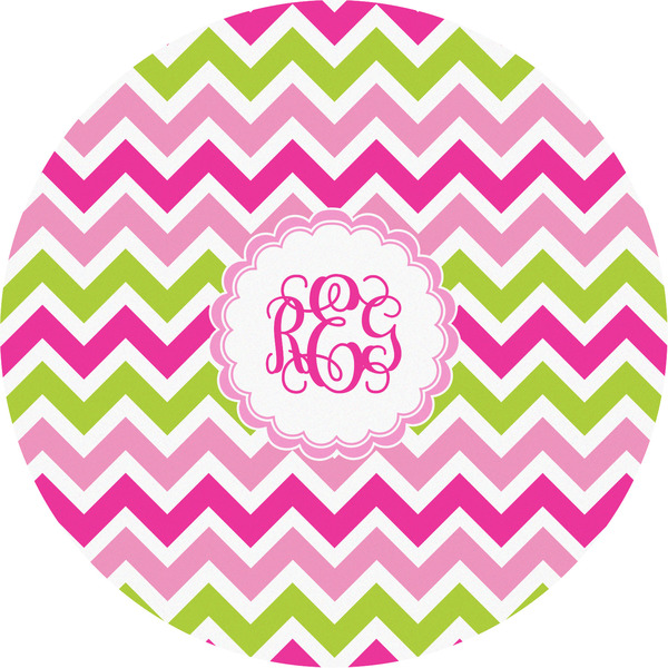 Custom Pink & Green Chevron Multipurpose Round Labels - 5" (Personalized)