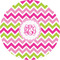 Pink & Green Chevron 5" Multipurpose Round Label - Single Sticker